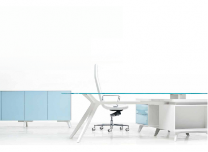 Kommode Modern Sideboard Blau Anrichte Schrank Aktenschrank Büro Glas Frezza Neu